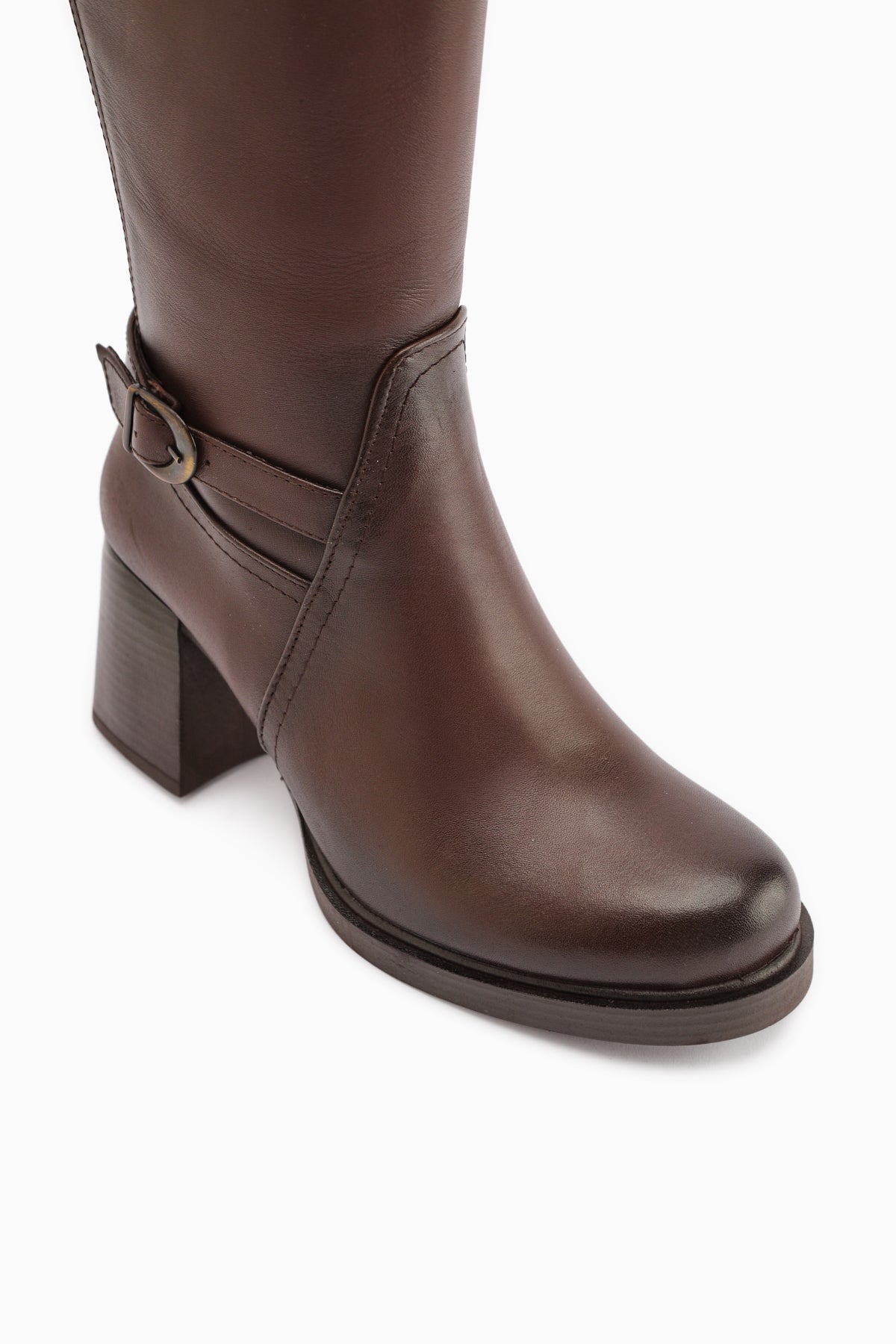 Gerti Genuine Leather Coffee Heeled Women's Boot