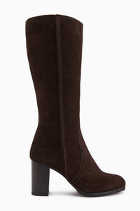 Aleen Genuine Leather Brown Suede Heeled Women's Boot