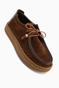 Polin Genuine Leather Brown Suede Lace-Up Daily Loafer Shoe