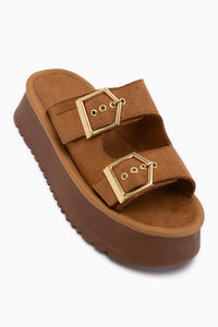 Jenet Tan Suede Double Strap Women’s Slippers