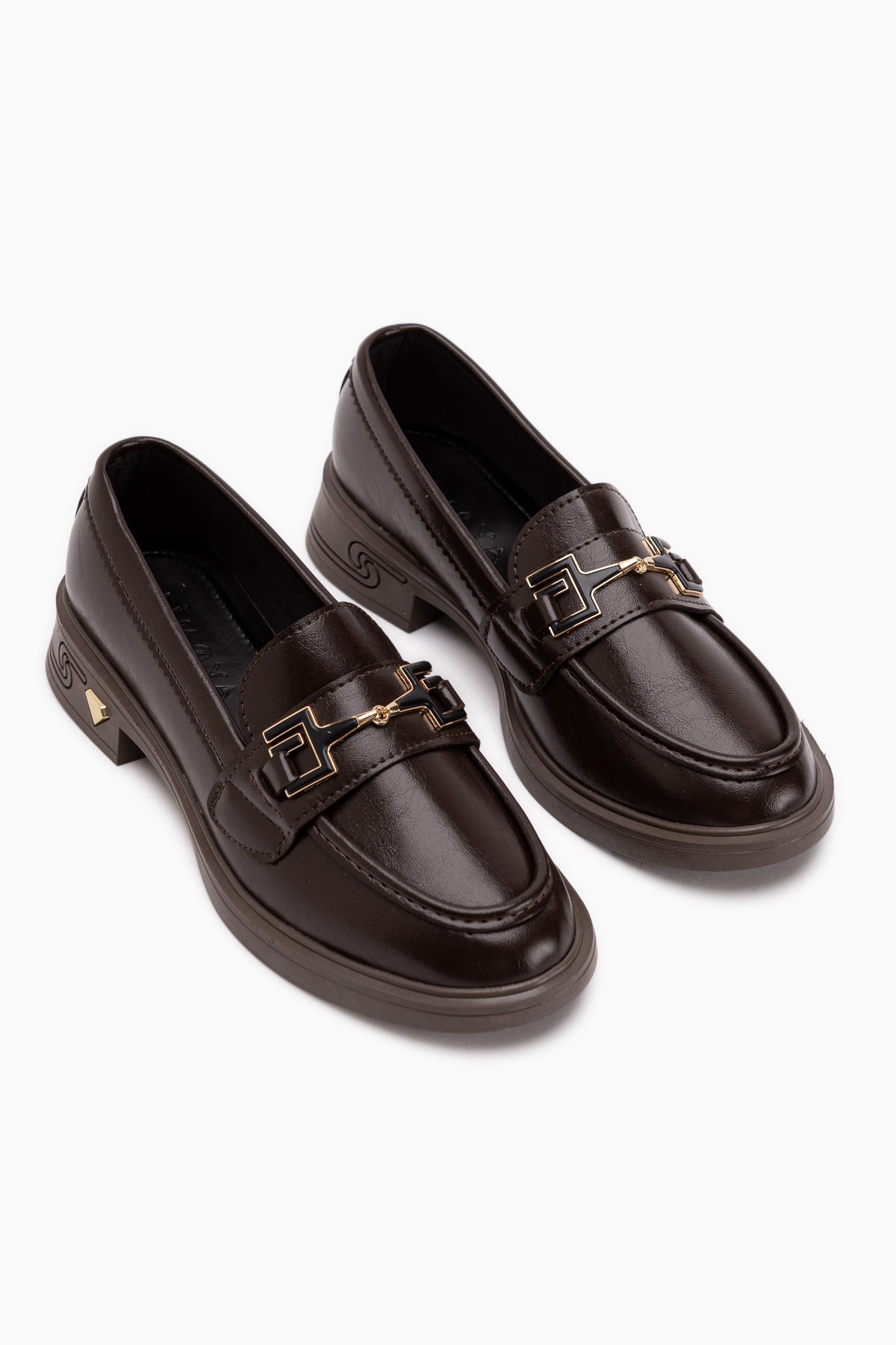 Clarie Braun Schnalle Damen Loafer Alltagsschuhe