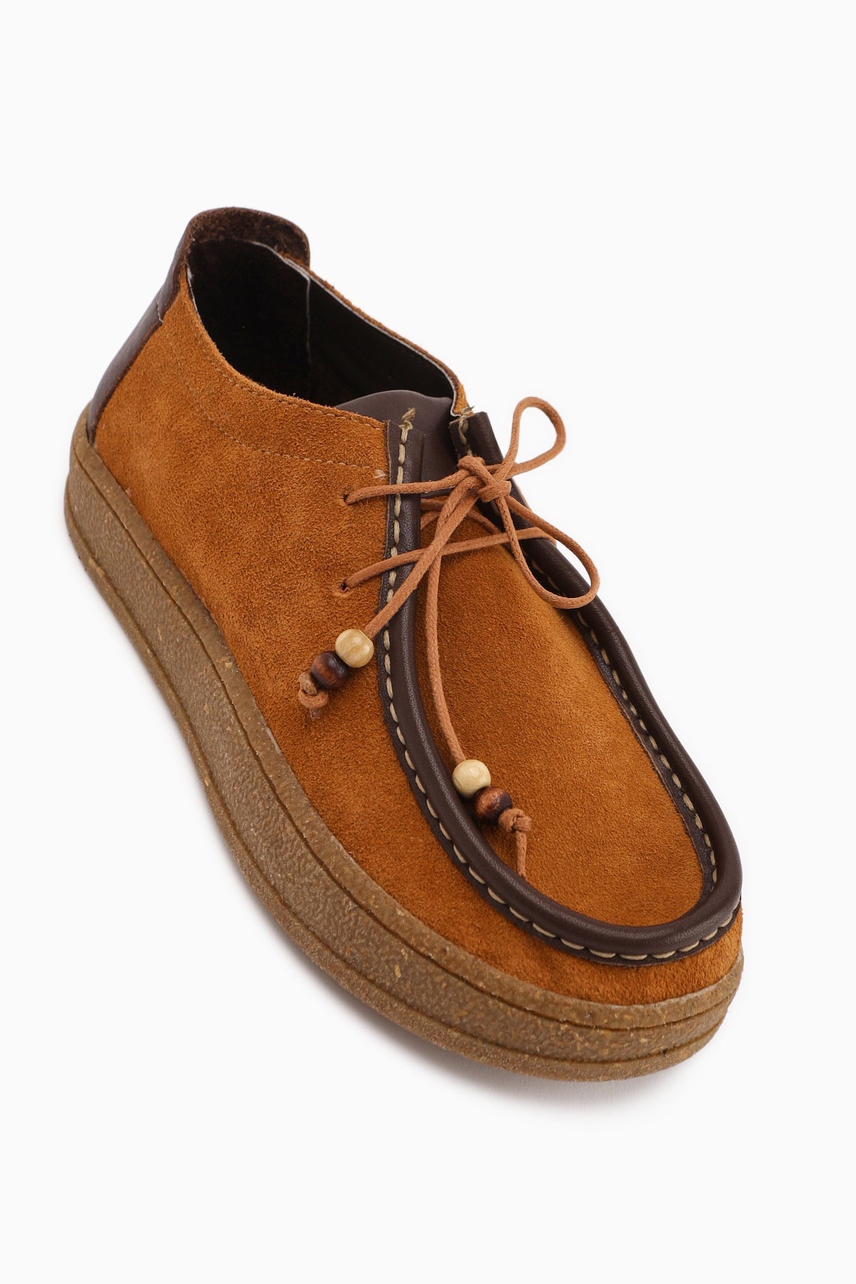 Polin Genuine Leather Taba Suede Lace-Up Daily Loafer Shoe