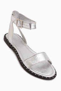 Winona Echtes Leder Silber Schnalle Damen Sandale
