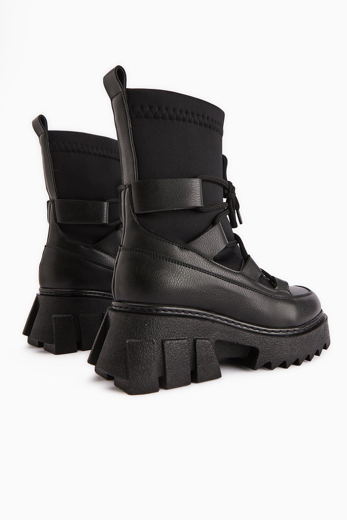 Casey Black Thick Soled Lace-up Women's Boot