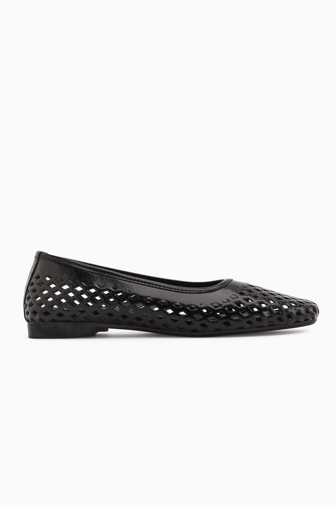 Elisa Schwarz Laser Schnitt Quadrat Zehe Damen Ballerinas