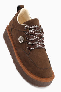 Serina Coffee Suede Lace-Up Women's Casual Shoe