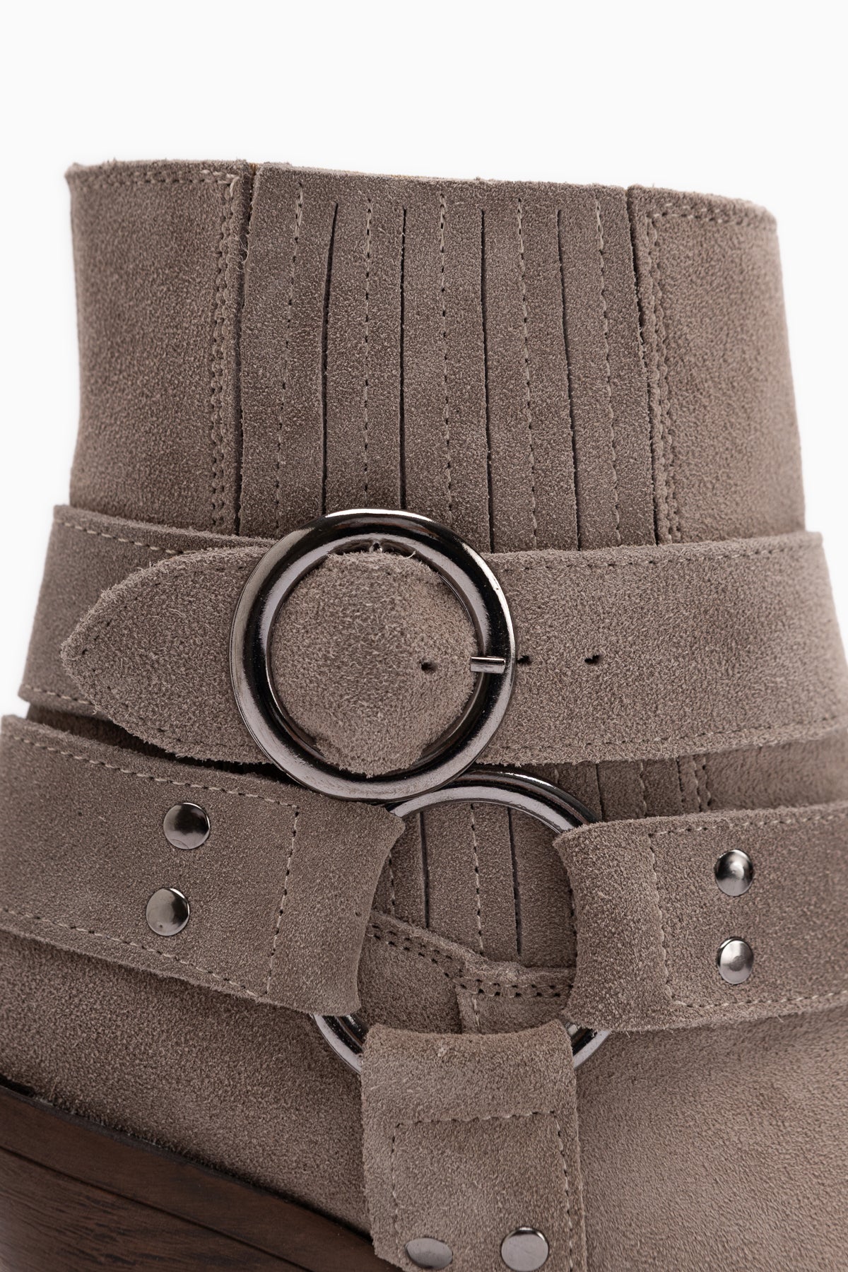 Yuri Echtes Leder Mink Doppel Schnalle Dick Absatz Damen Cowboy Stiefel