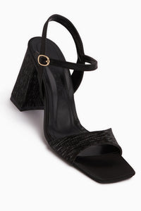 Janica Black Buckled Thick Heeled Women’s Sandal