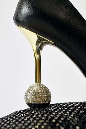 Partile – Black Disco-Ball-Detail Tulle-Bow Stiletto (Women)
