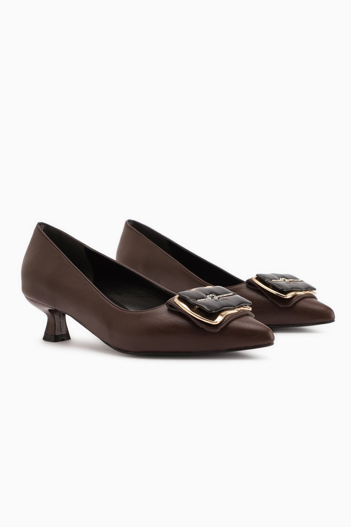 Judita Coffee Buckled Women's Heeled Shoe