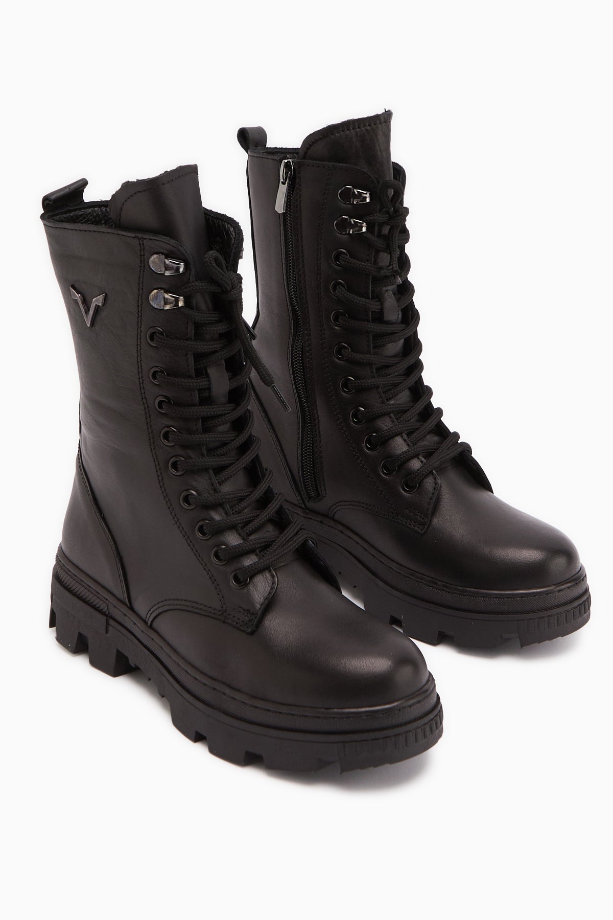 Sanela – Genuine Leather Cognac Combat Boot (Women)