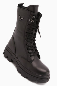 Sanela – Genuine Leather Cognac Combat Boot (Women)