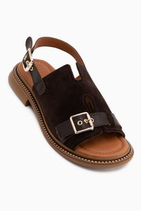 Cilia Genuine Leather Brown Suede Buckle Detailed Women’s Sandal