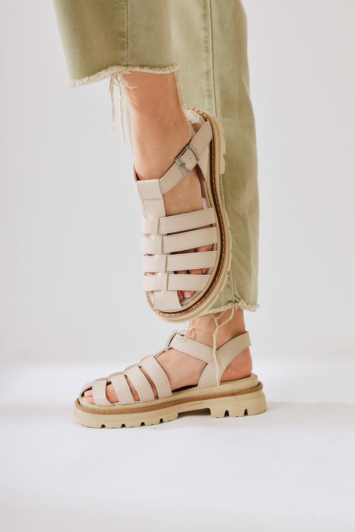 Tylia Beige Chunky Sole Sandals