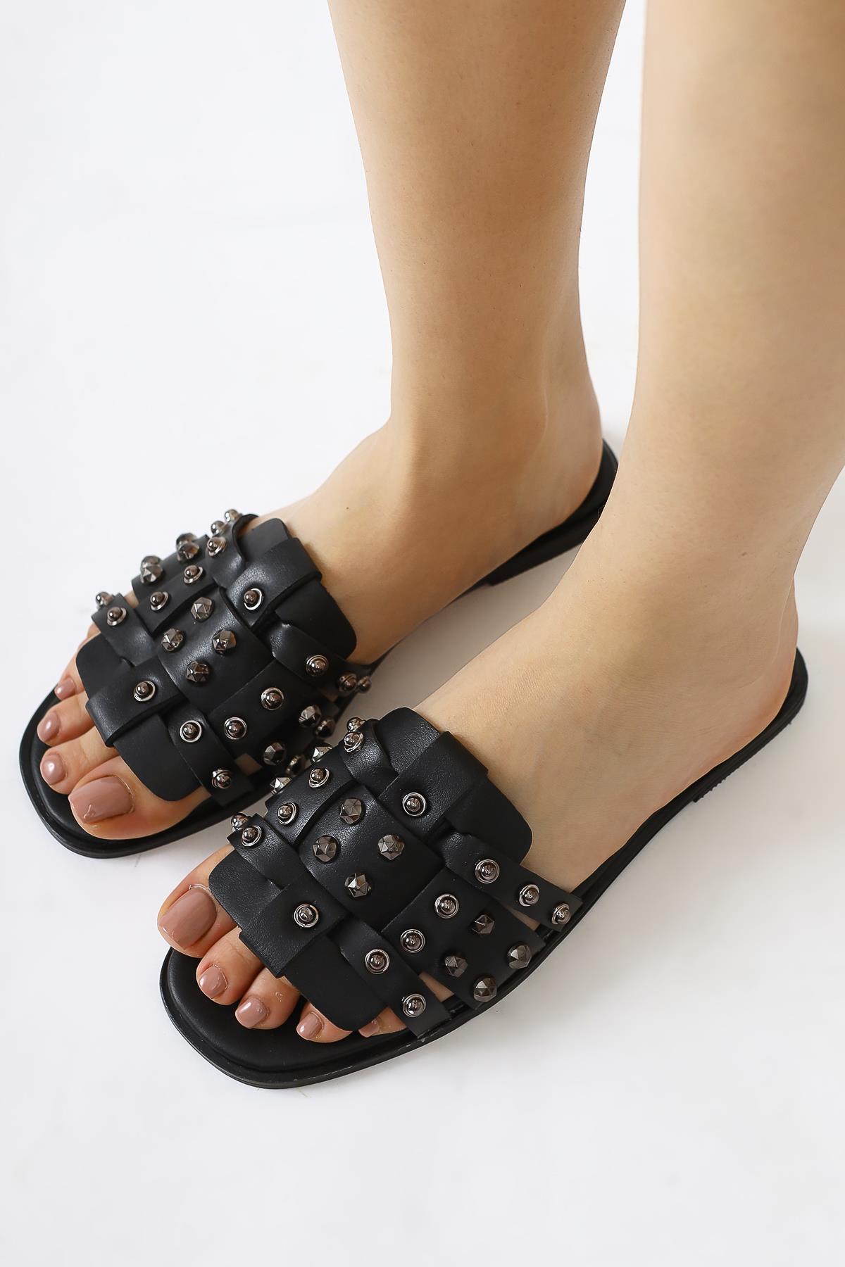 Aima Black Thin Strappy Sandals