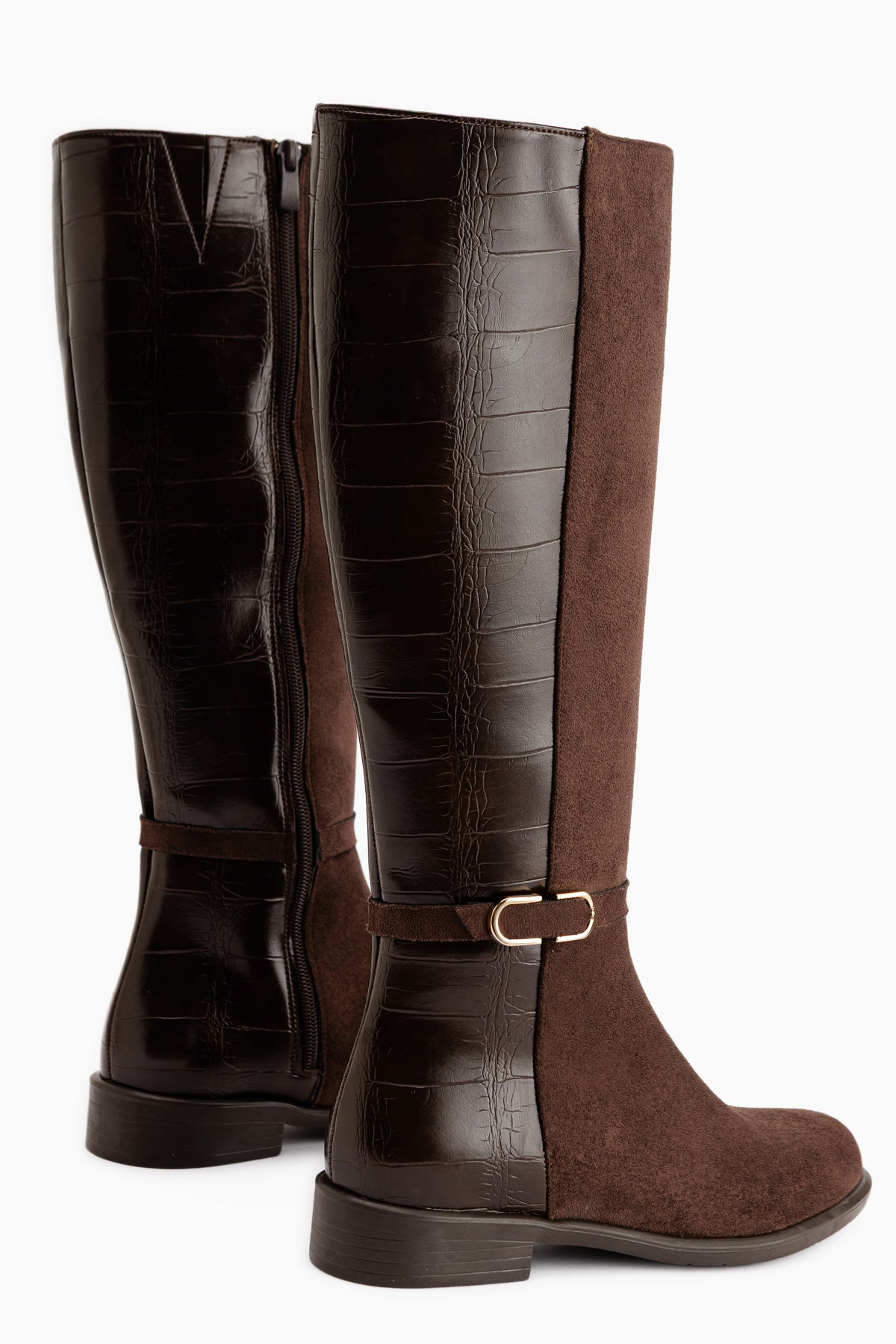 Essie Braune Wildleder Schnalle Damen Stiefel