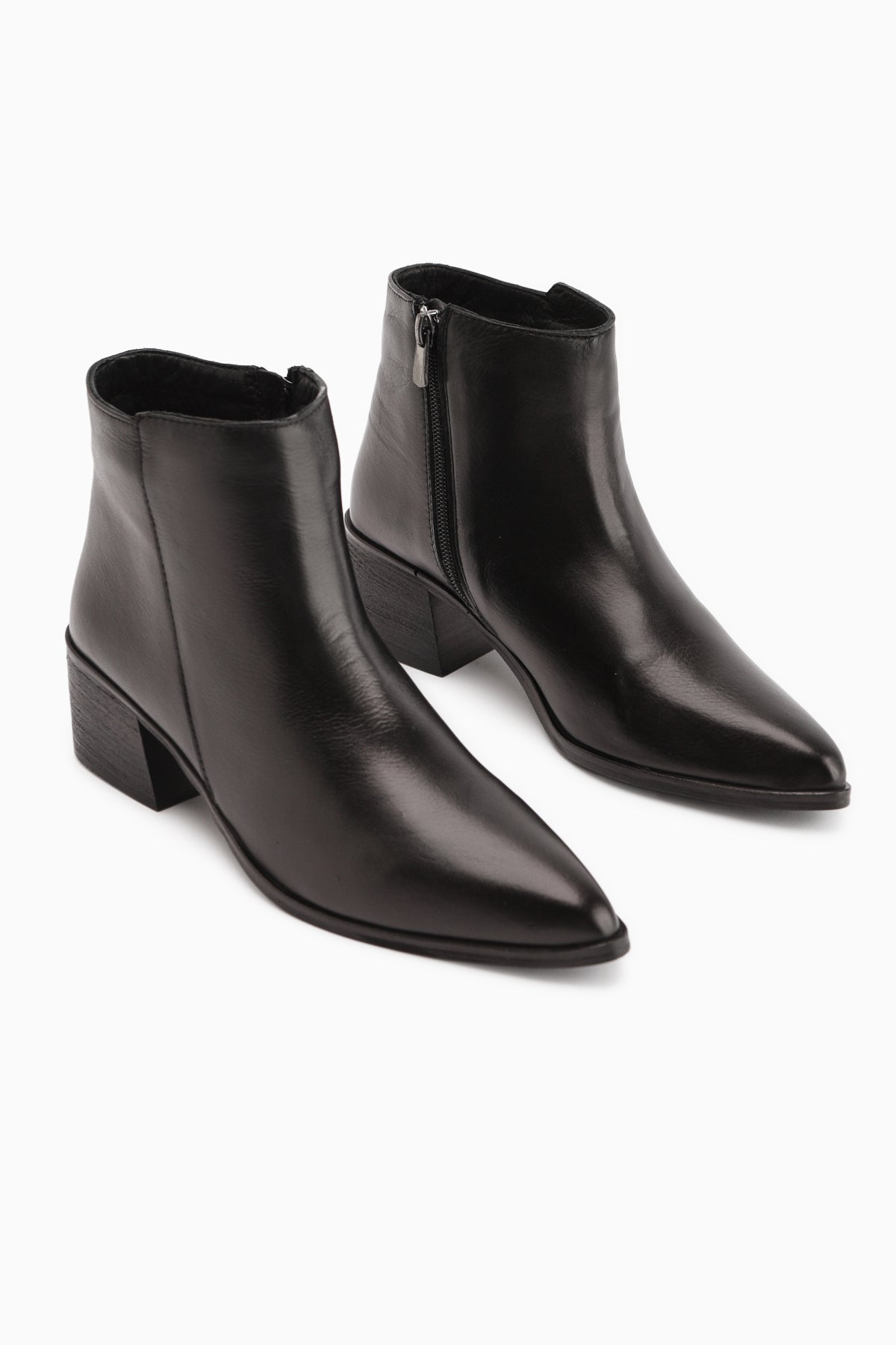 Mita Genuine Leather Black Heeled Women's Boot