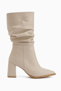 Marcie Beige Falten Damen Stiefel