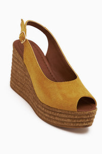 Caty Mustard Suede Wedge Women’s Sandal