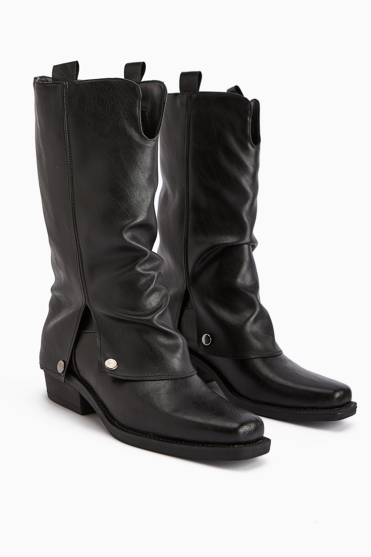 Fadia Black Square Toe Pleated Women's Boot