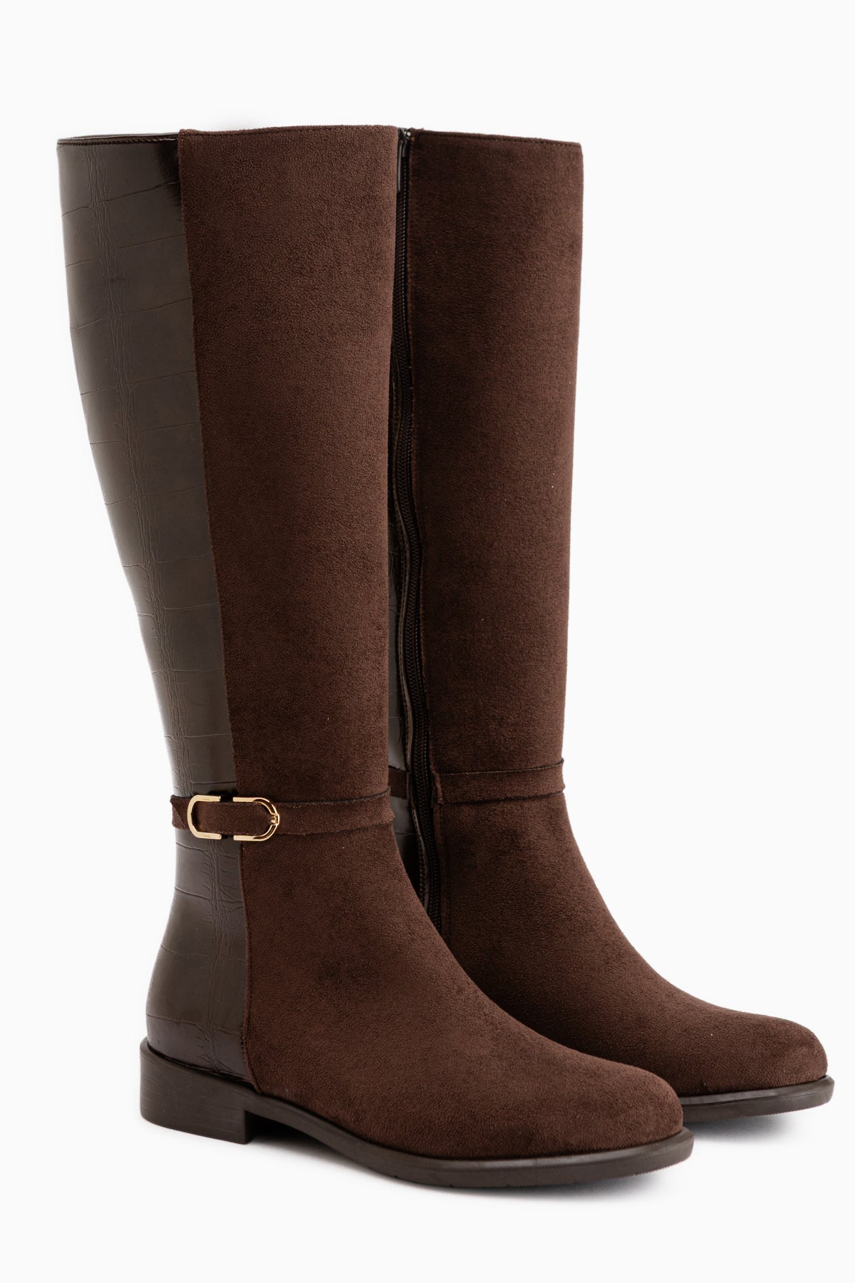 Essie Braune Wildleder Schnalle Damen Stiefel
