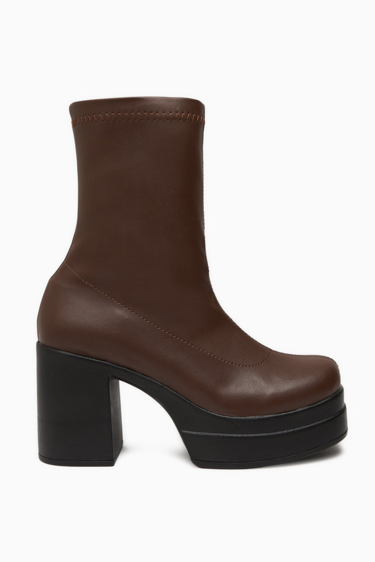 Bie Black Platform Heeled Women's Stretch Boot