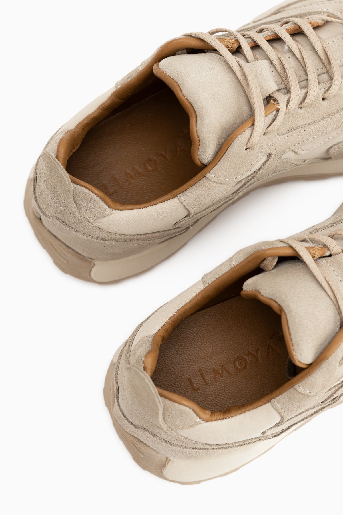 Selena Hakiki Deri Bej Süet Detaylı Retro Kadın Sneaker