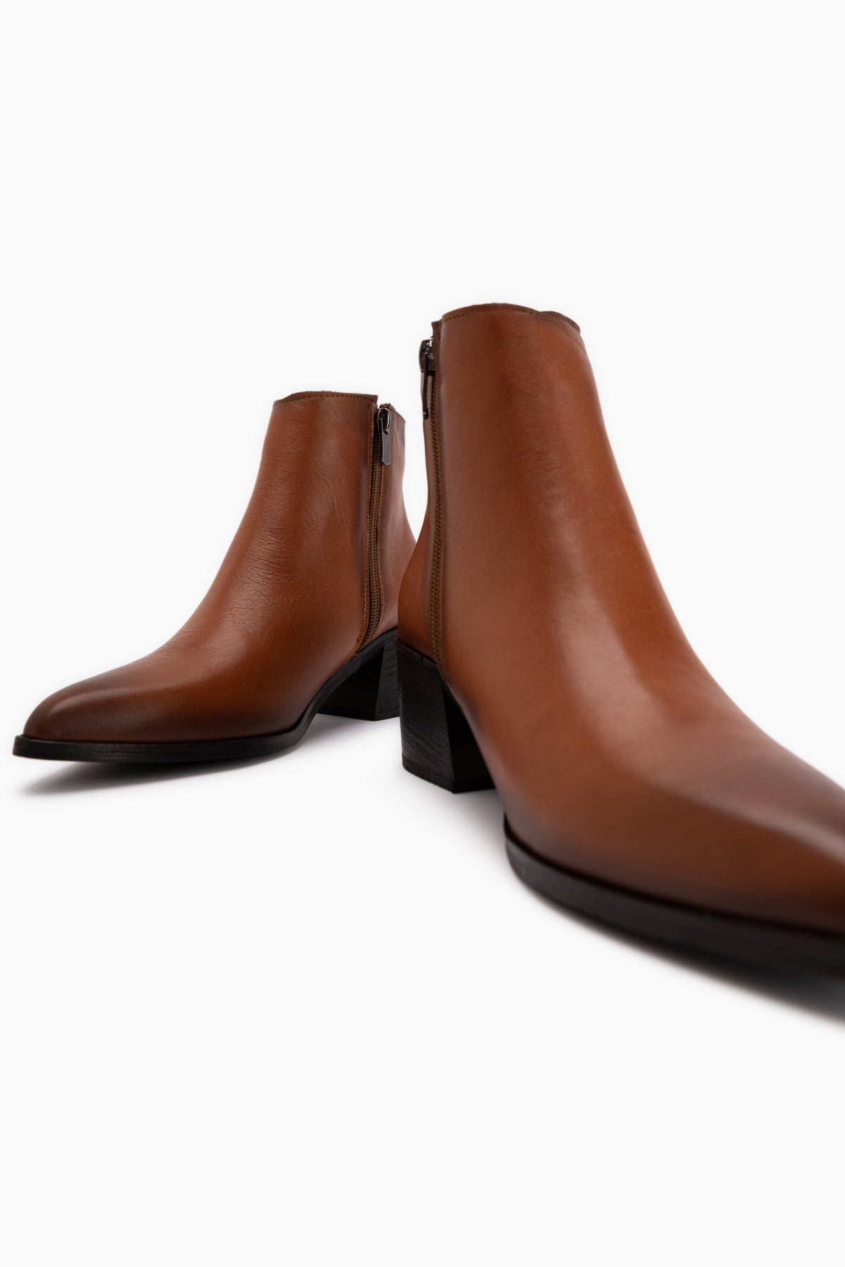 Mita Genuine Leather Tan Heeled Women’s Boots