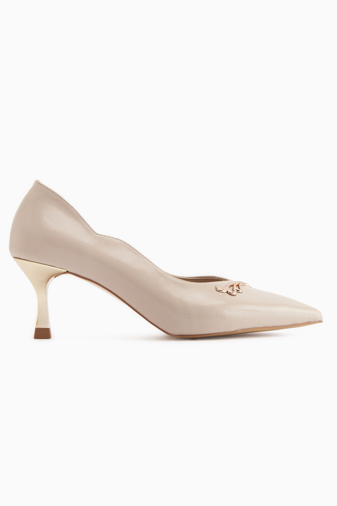 Liona Beige Buckle Detailed Women’s Heeled Shoes Stiletto