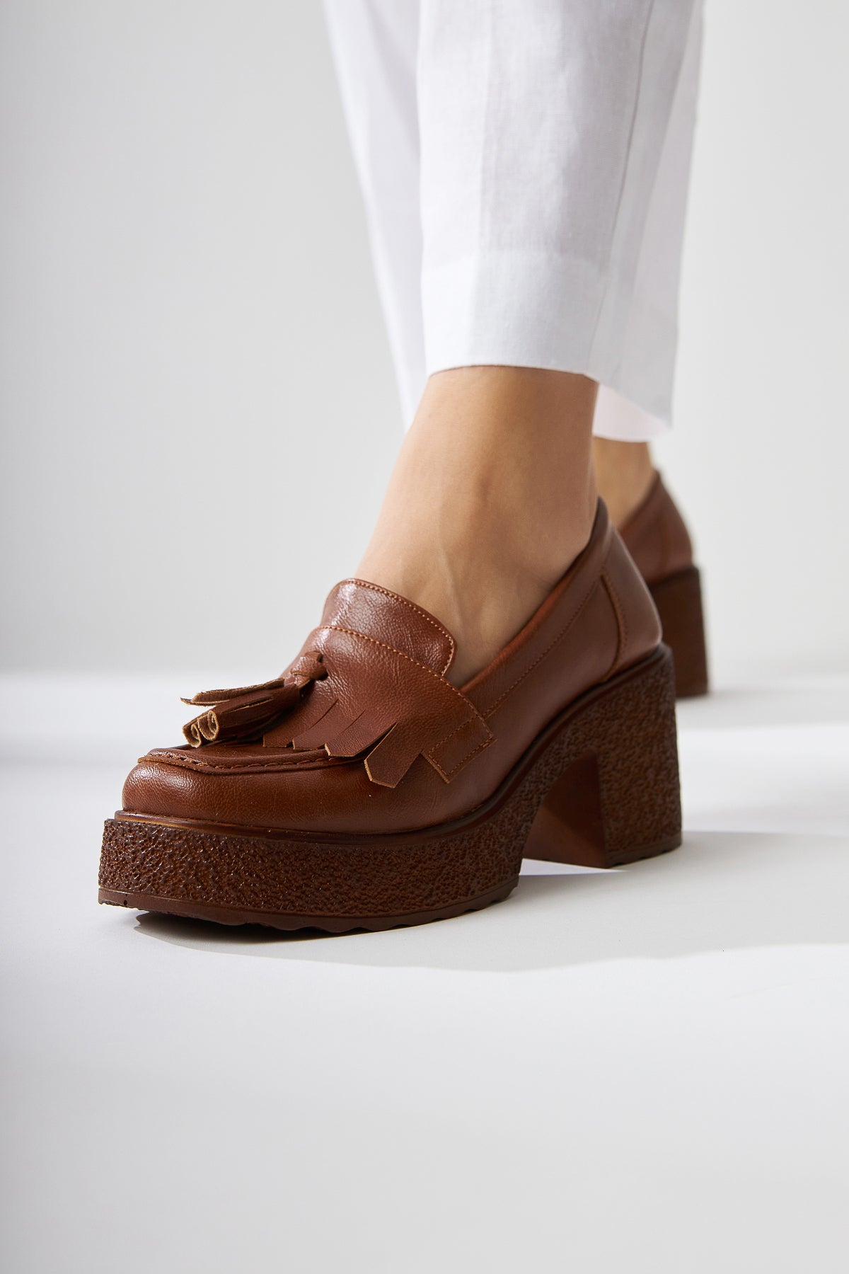 Loreen Damen Taba Quastenabsatz Loafer Bequemer Täglicher Schuh