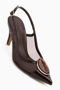 Norea Brown Buckled Women’s Heeled Shoes