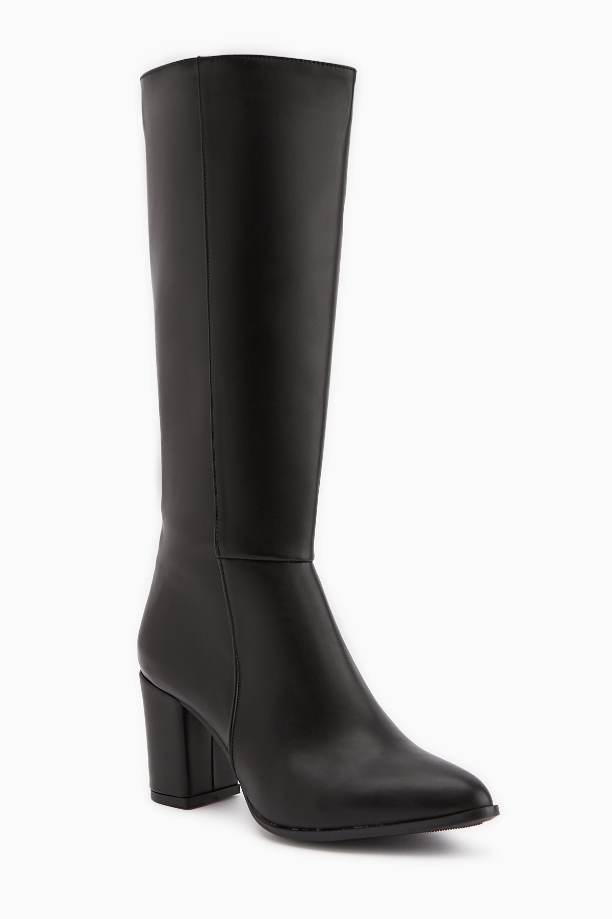 Tatum Schwarze Spitzzehen-Mittelabsatz Damen Stiefel