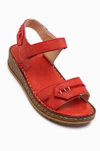 Leone Echtes Leder Rote Damen Sandale