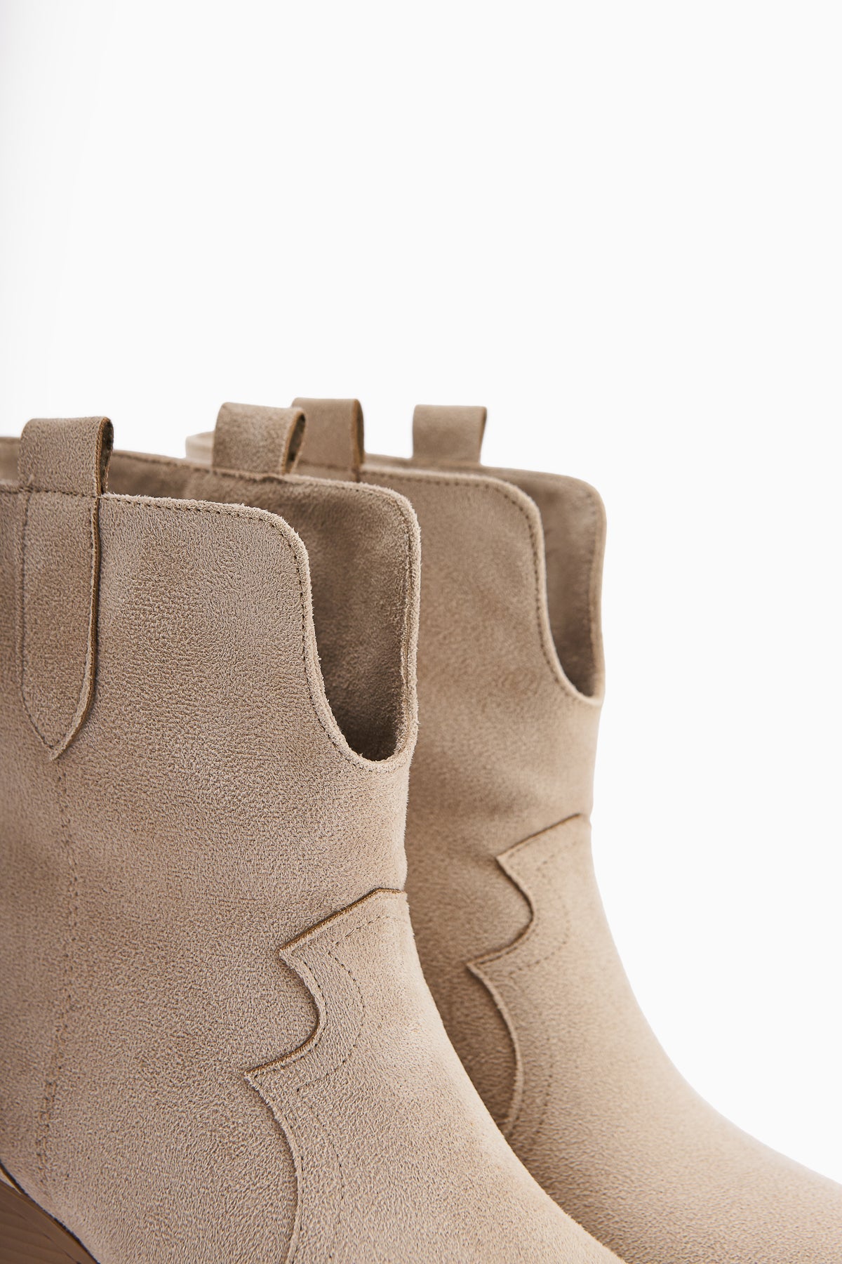 Erica Beige Suede Heeled Western Women's Boot