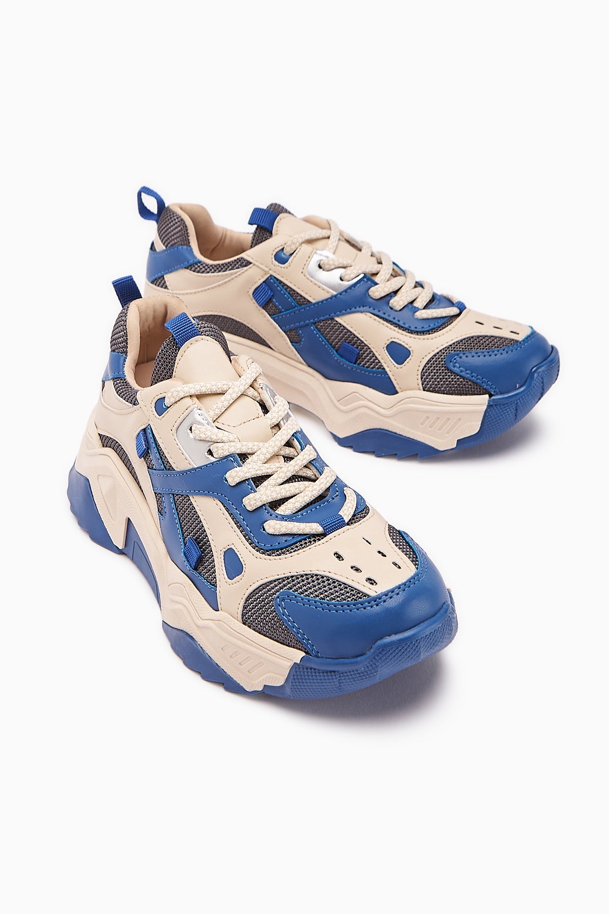 Daysi Blue Beige Thick Soled Women's Sneakers