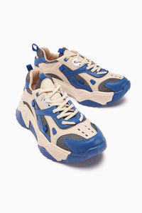 Daysi Blue Beige Thick Soled Women's Sneakers