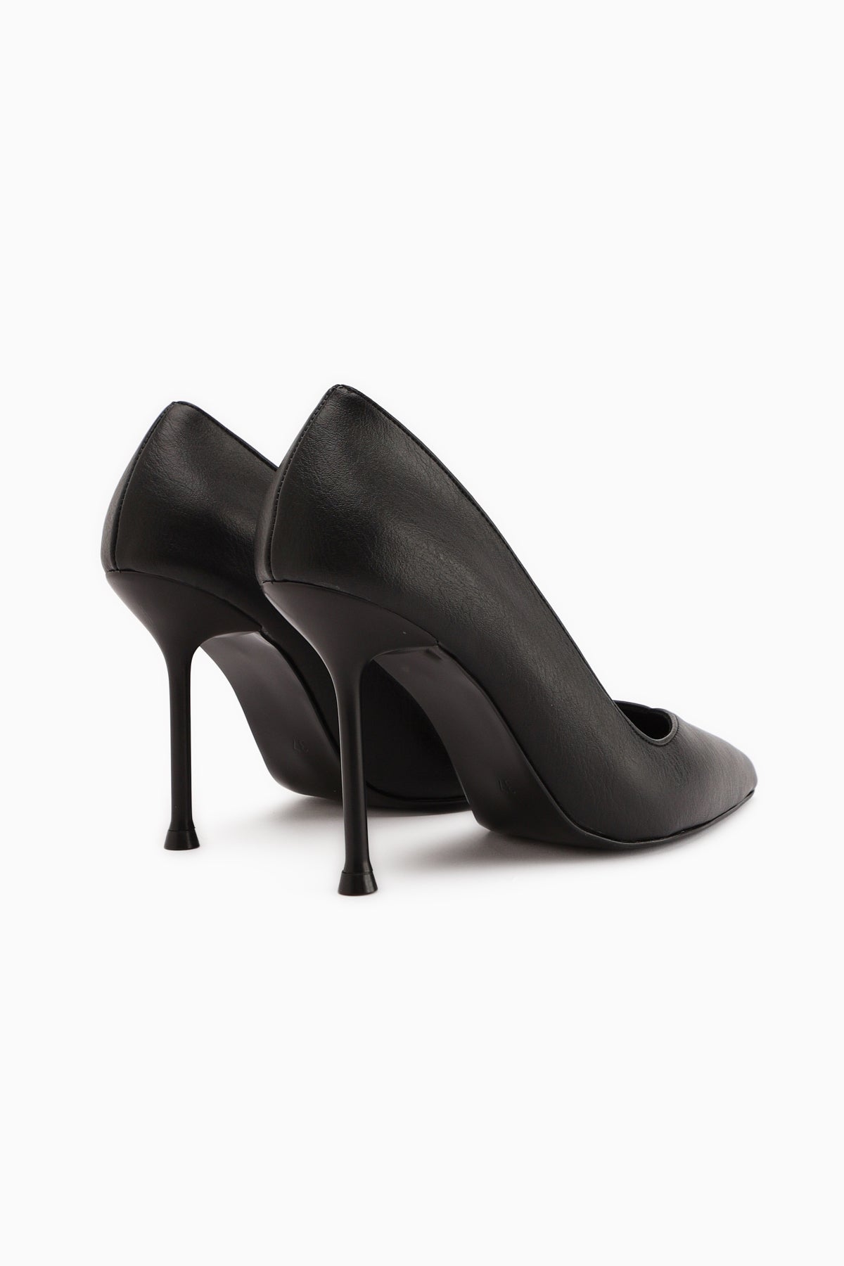 Arya Genuine Leather Black Stiletto Heels