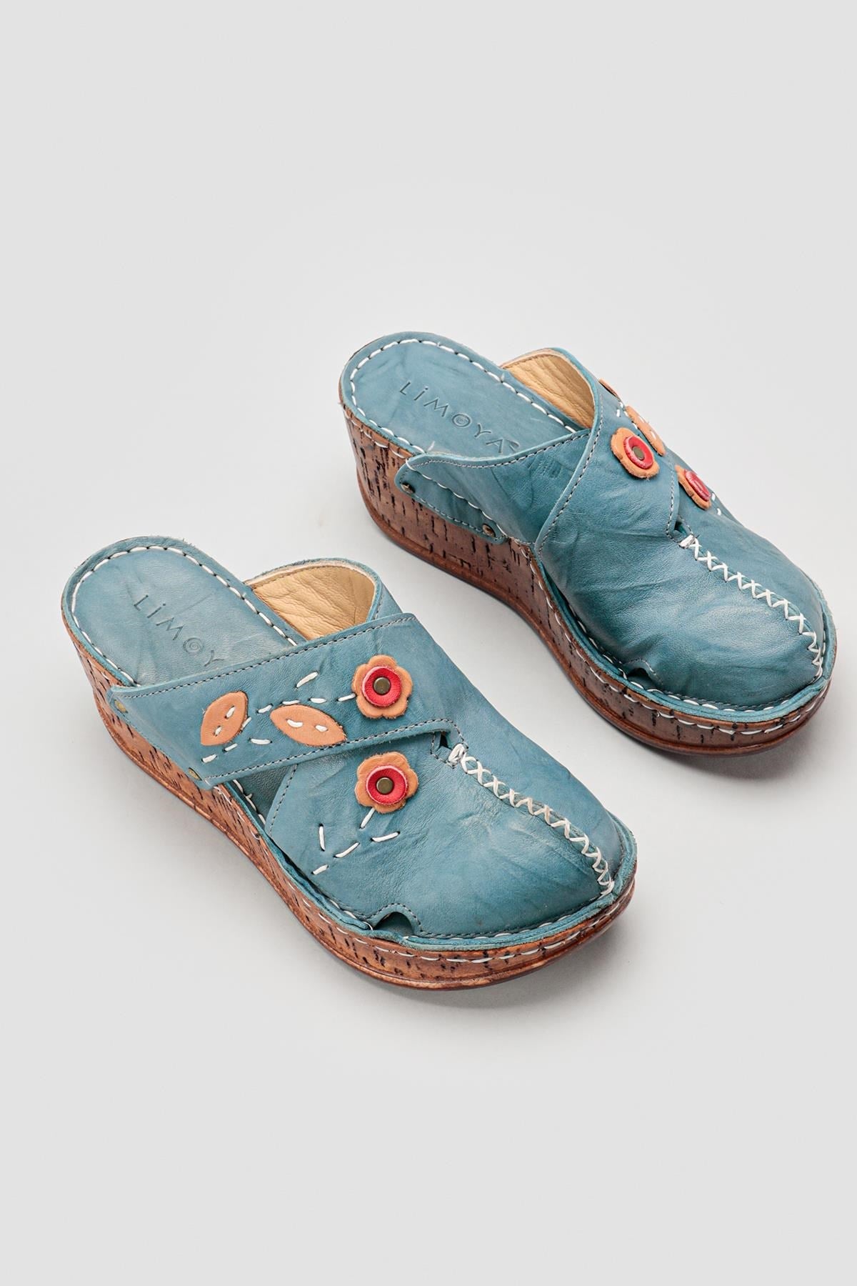 Alto Echtes Leder Komfort Pantoletten mit Distressed Sohle