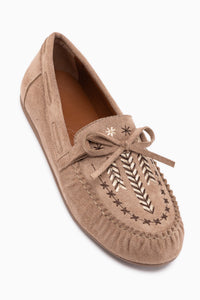 Darya Beige Suede Embroidered Women’s Loafer