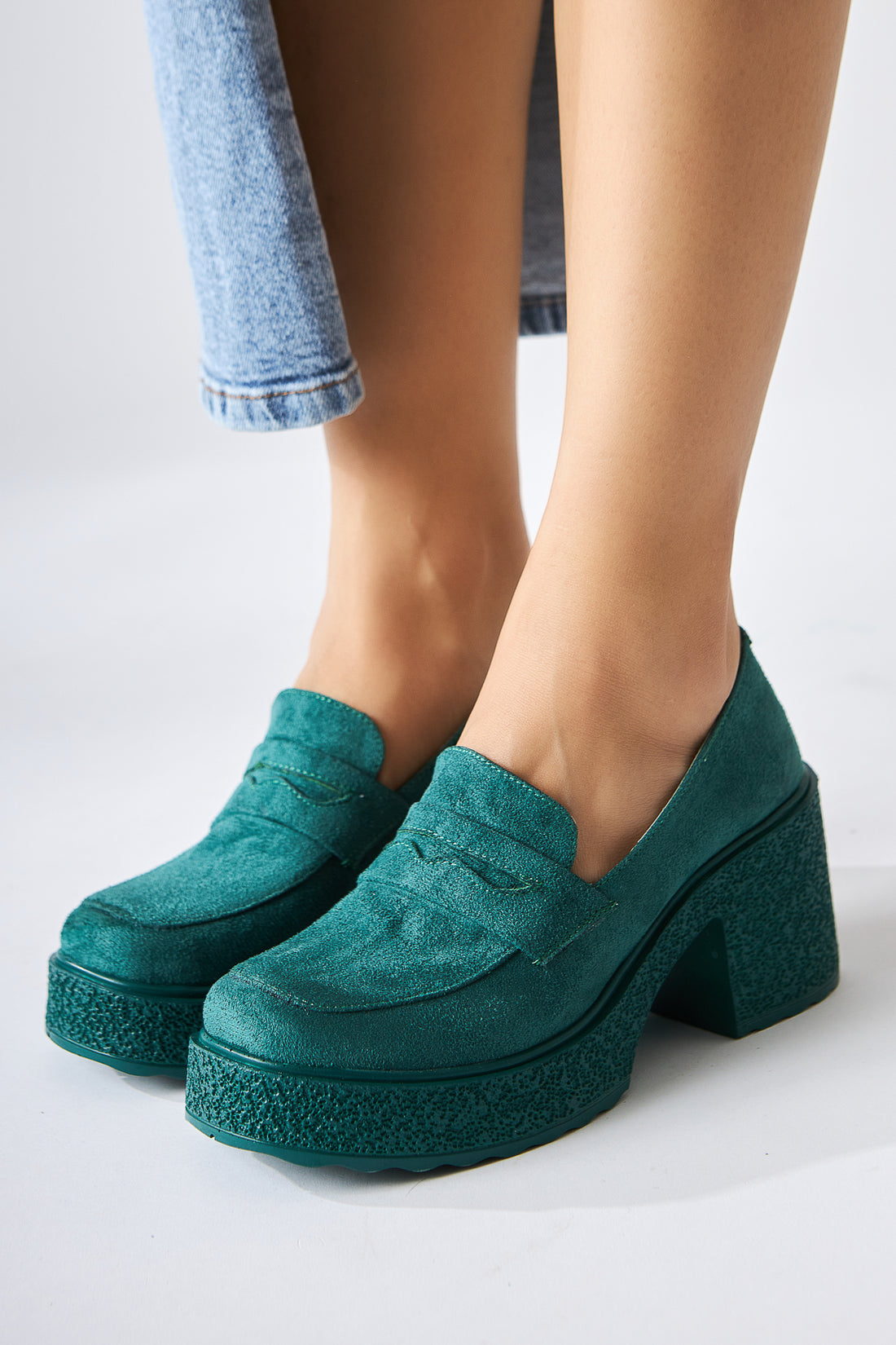 Boi Green Suede Platform Casual Women's Shoes