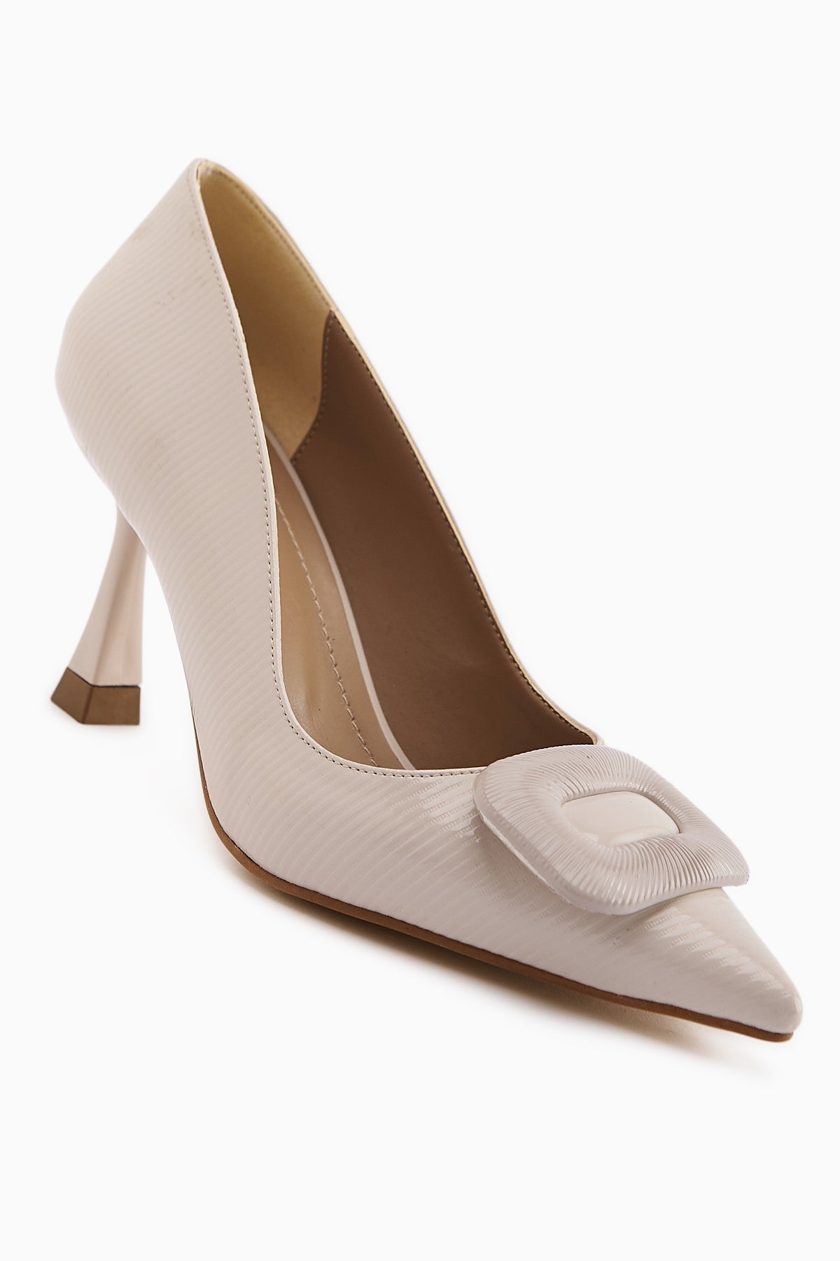 Hiam Beige Buckled Women's High Heel Shoes