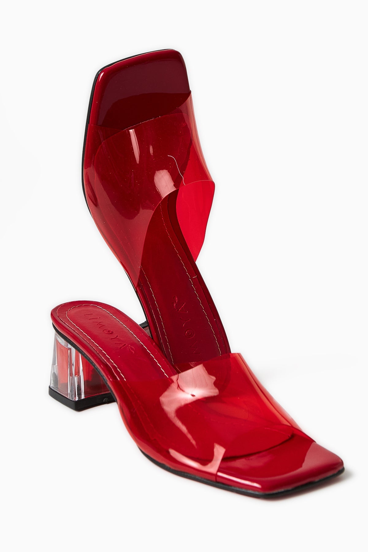 Persa – Rot Slide mit Transparent-Riemen und Transparent-Absatz (Damen)
