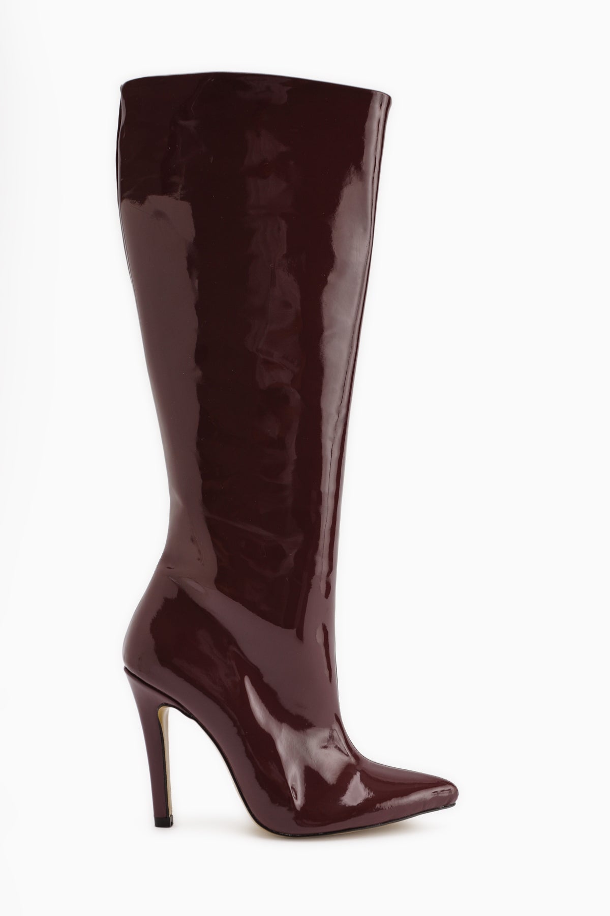 Sonita Burgundy Patent Leather Slim Heeled Women's Boot