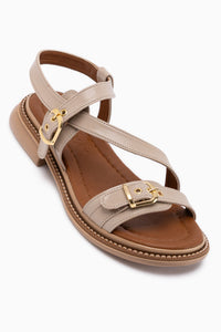 Maggy Beige Kreuzriemen Damen Sandale