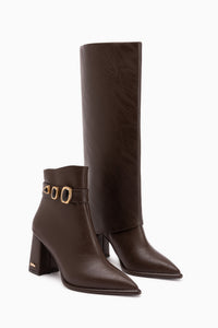 Loretta Braun Abnehmbarer Schaft 2-in-1 Damen Absatzstiefel & Stiefeletten