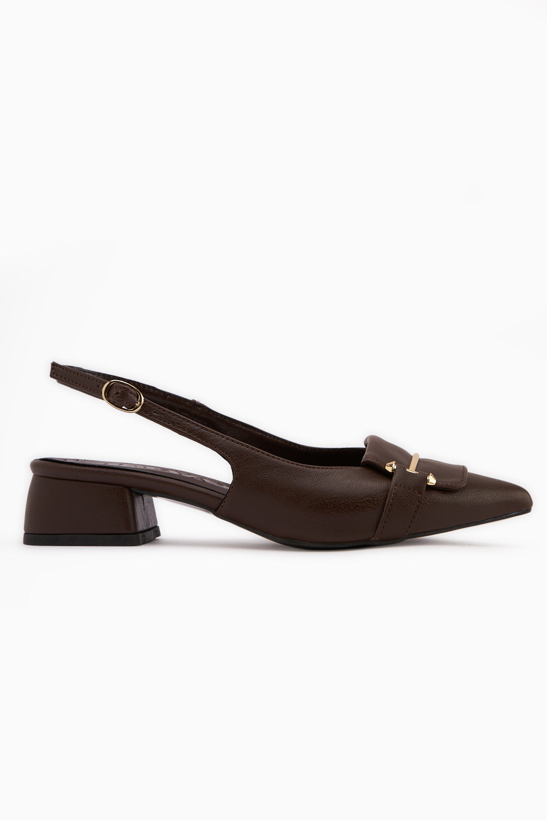 Enja Braun Schnalle Kurz Absatz Damen Schuhe