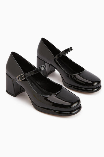 Junis Black Patent Leather Women's Platform Heels