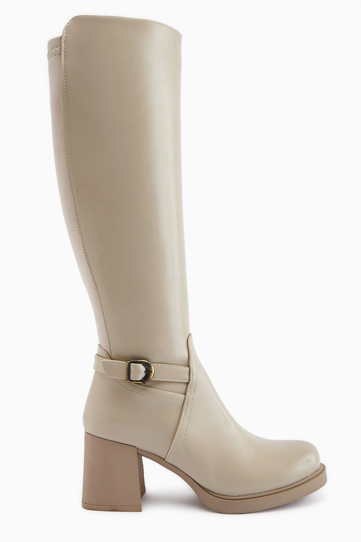 Gerti Beige Heeled Women's Boot