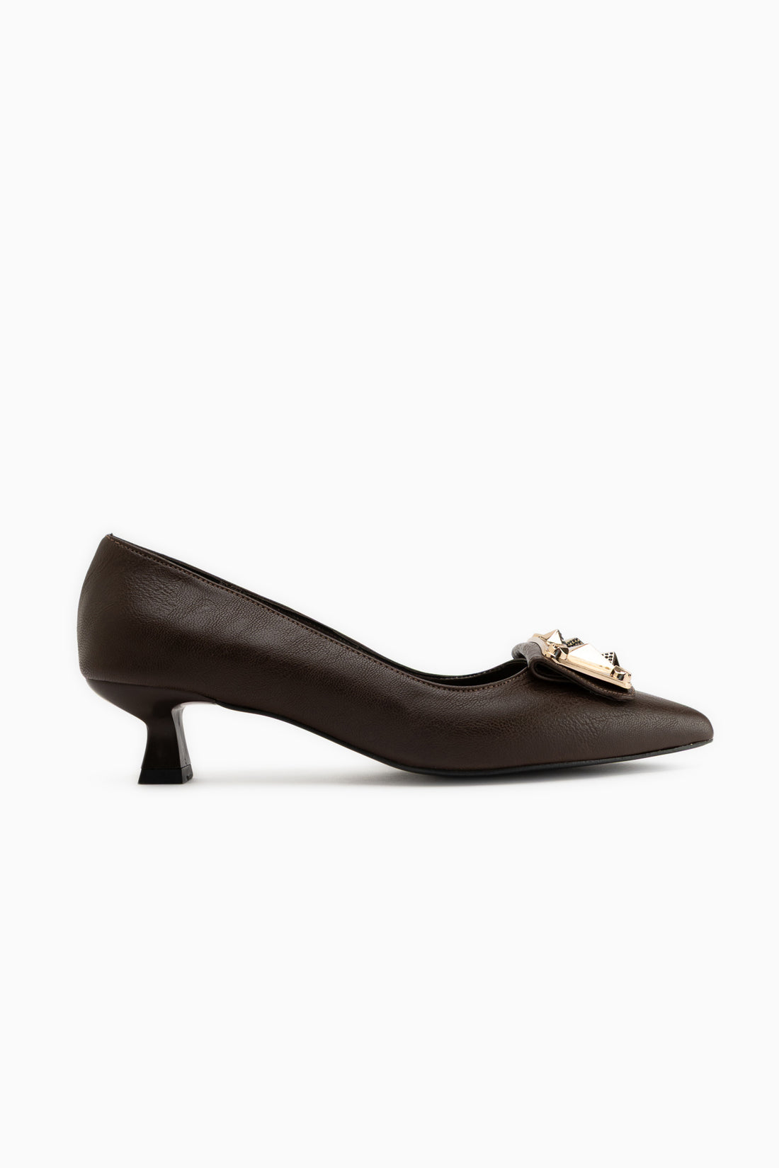 Juliet Brown Buckled Short Heeled Women’s Shoes