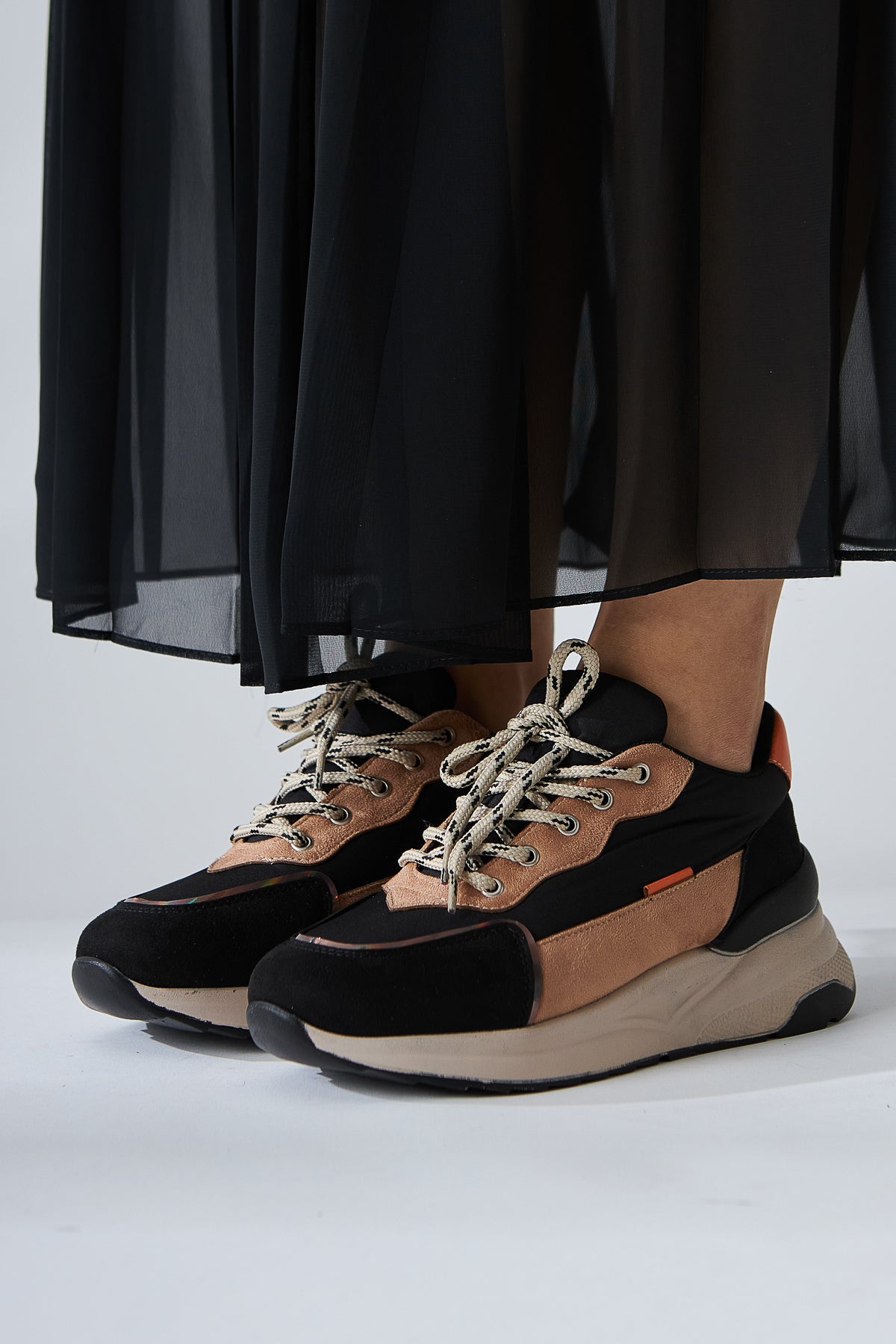 Tuana Siyah Nud Bağcıklı Kadın Sneakers Ayakkabı